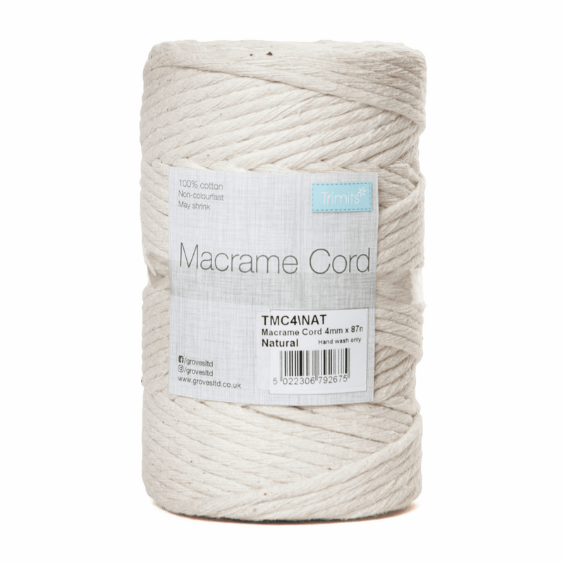 4mm Macramé Natural Cord\Yarn - 87m Rolls