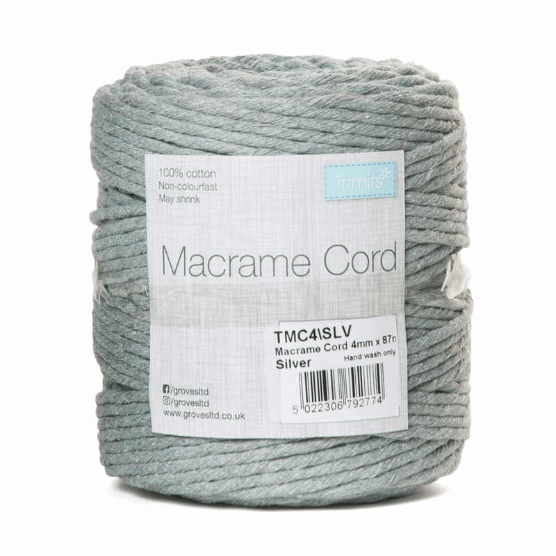 macramé cord silver, macramé kit