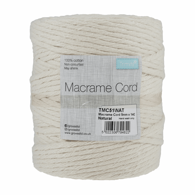 5mm Macramé Natural Cord\Yarn - 140m Rolls
