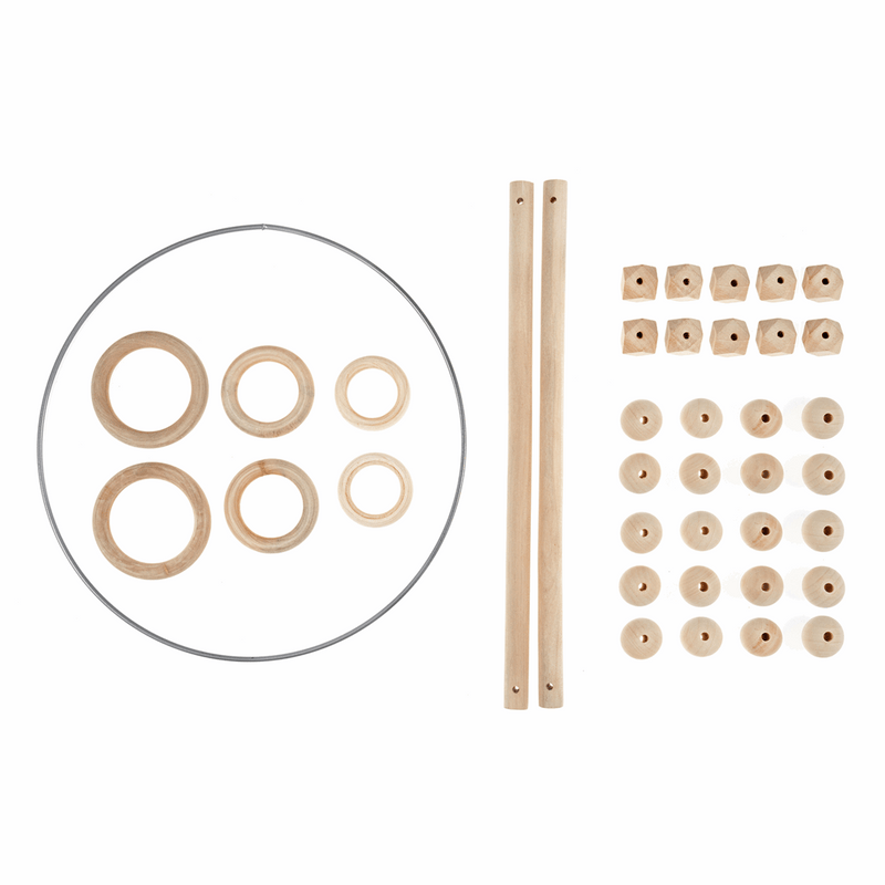 Macramé accessories starter pack – 39 piece, macramé beads, rings, dowel
