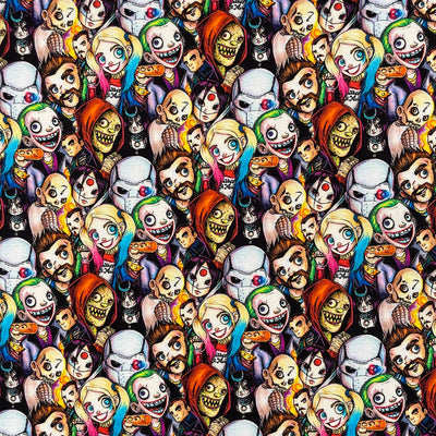 Swatch of Halloween scare squad 100% cotton fabric by Chatham Glyn