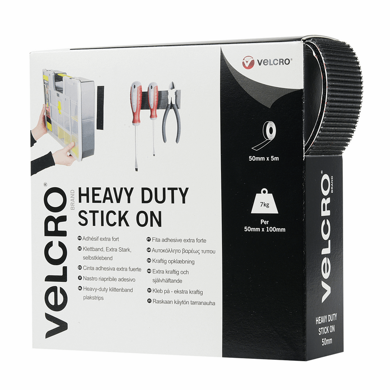 VELCRO heavy duty hook and loop self adhesive stick on tape for up to 7kg in black