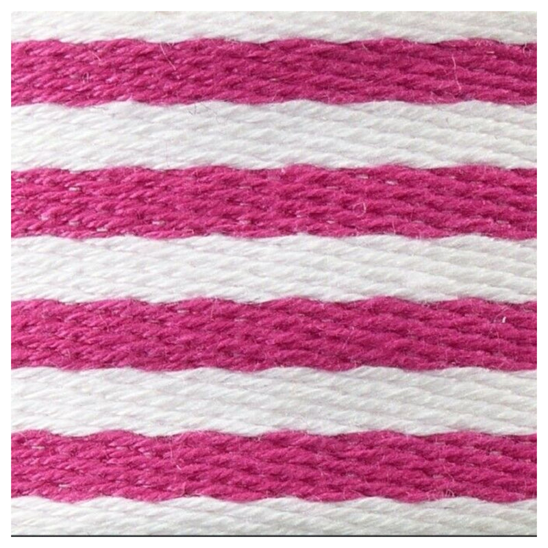 38mm Striped Webbing in cerise and white