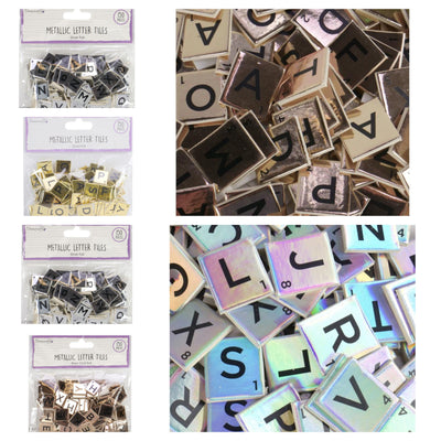 Dovecraft metallic scrabble letter tiles – rose gold, silver, gold, iridescent foil