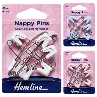 Hemline cute baby safety lock pins for nappies in 56mm stainless steel and plastic head