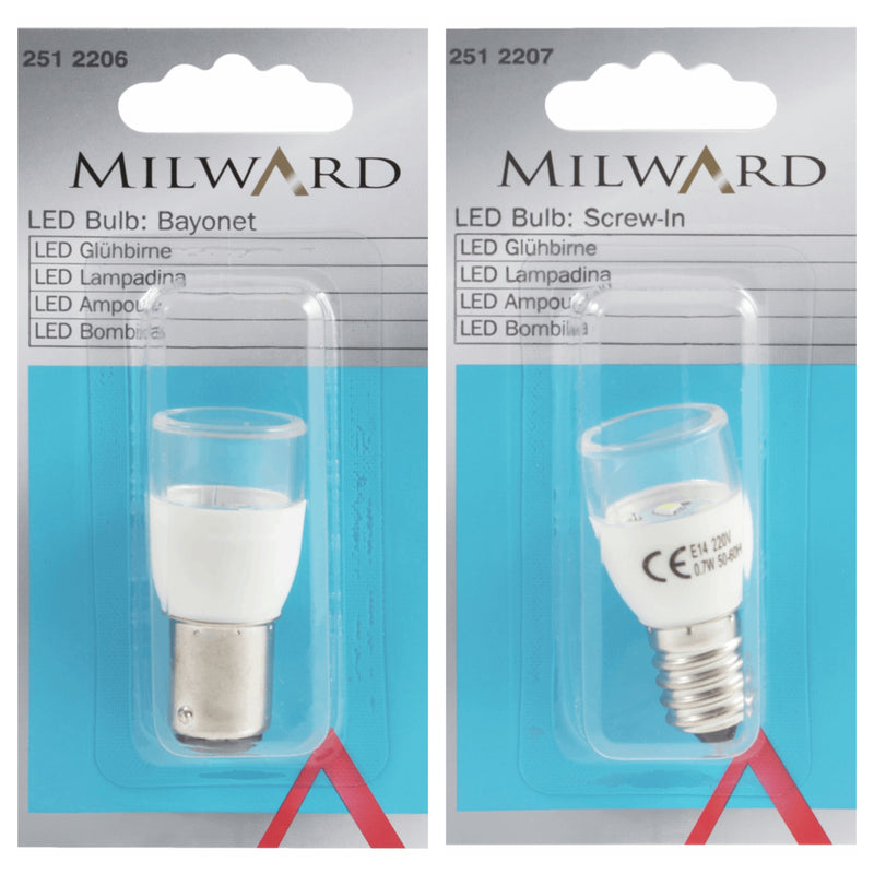 Milward LED 220V bayonet or screw-in sewing machine bulb.