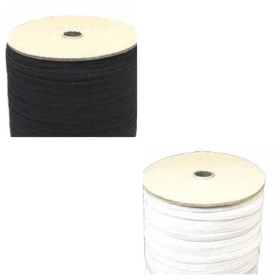 Flat elastic cord in 3mm, 5mm, 7mm, 10mm, 12mm white or black