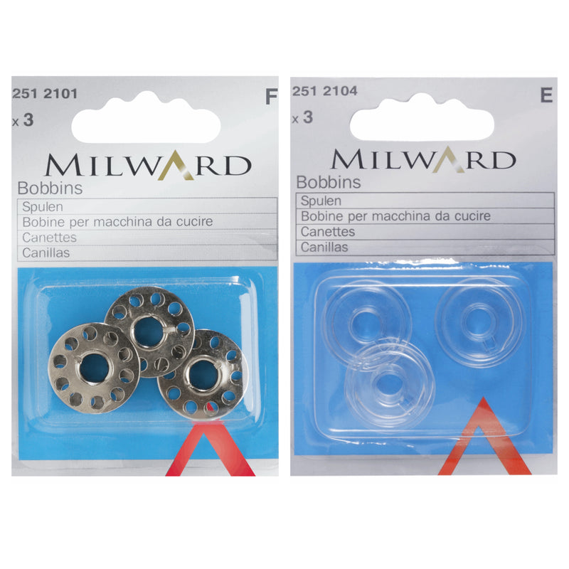 Milward Plastic / Metal Bobbins in Class 15k Universal sewing Machines