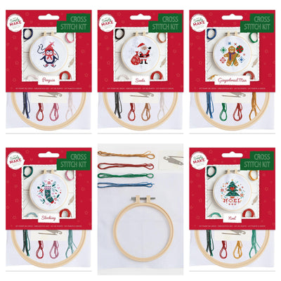 Simply Make Embroidery Cross Stitch Kit - 5 Assorted Christmas Designs