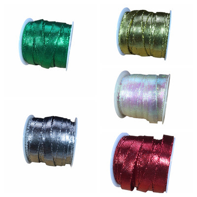 Trimits metallic ribbon 10m x 8mm spool in 5 Christmas colours.