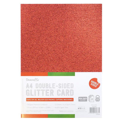 A4 Double-Sided Festive Mix Glitter Card by Dovecraft - 12 Sheets