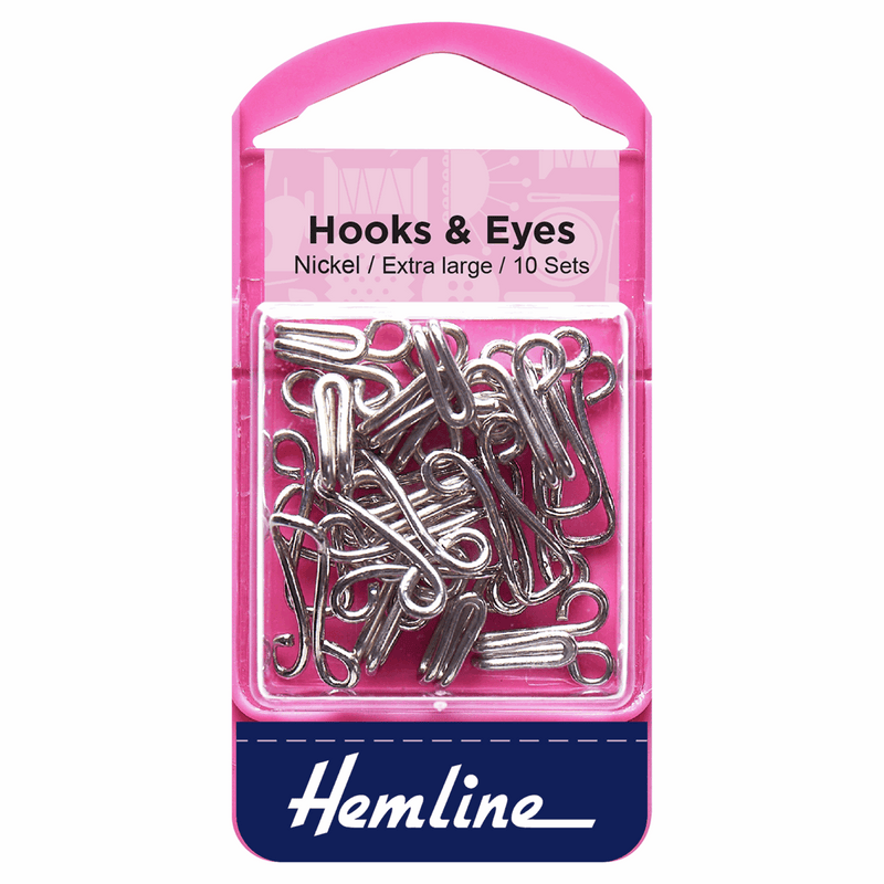 Hemline Hooks & Eyes Fasteners size 9 extra large in nickel