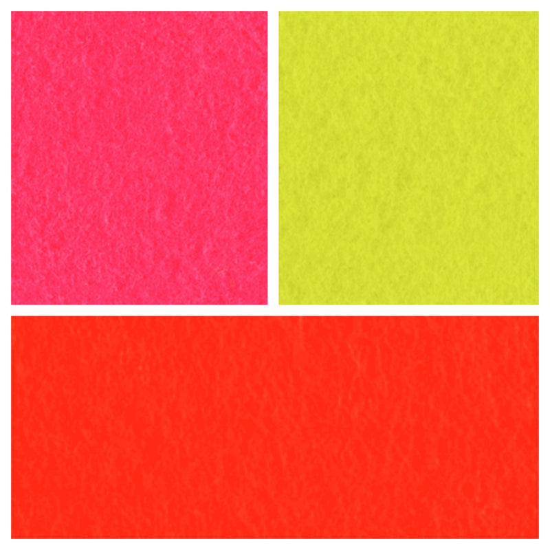 A4 Fluorescent felt sheets - fluorescent pink / fluorescent yellow / fluorescent orange