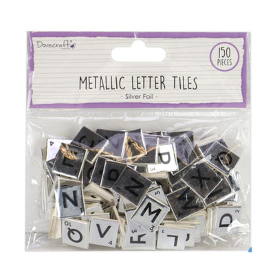 Dovecraft metallic scrabble letter tiles – silver