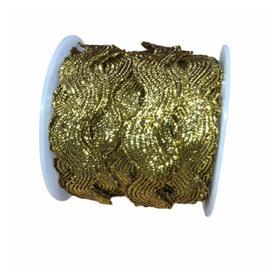 Trimits Christmas metallic ric rac ribbon 3m x 8mm spool in gold