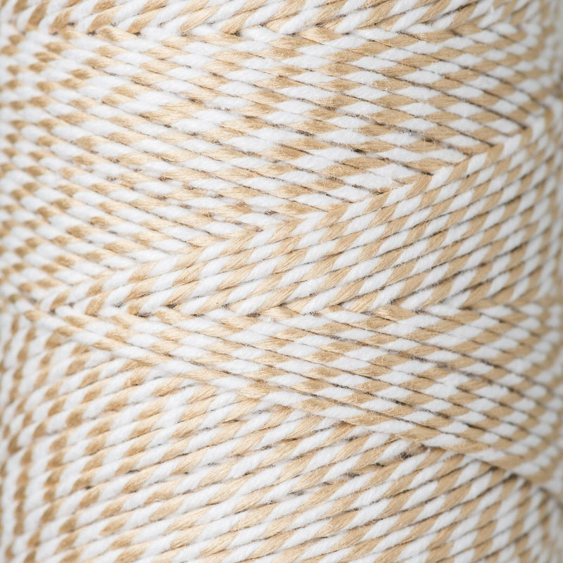 2mm Bright Bakers Twine/String in striped metallic gold and white