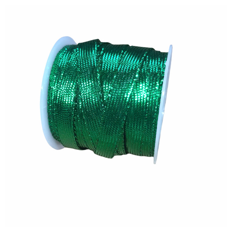 Trimits Christmas metallic ribbon 10m x 8mm spool in green