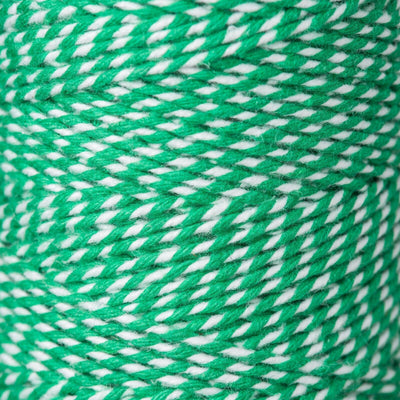 2mm Bright Bakers Twine/String in striped emerald green and white