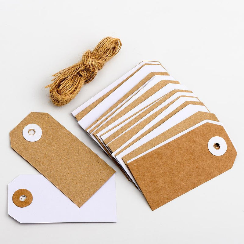 25 piece craft paper gift tags in brown and white