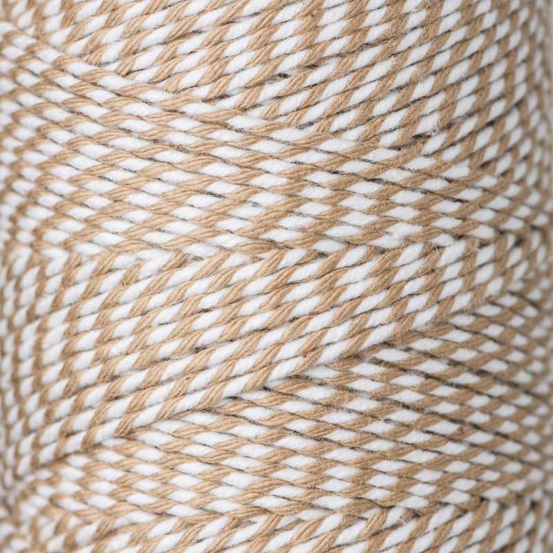 2mm Bright Bakers Twine/String in striped blonde and brown