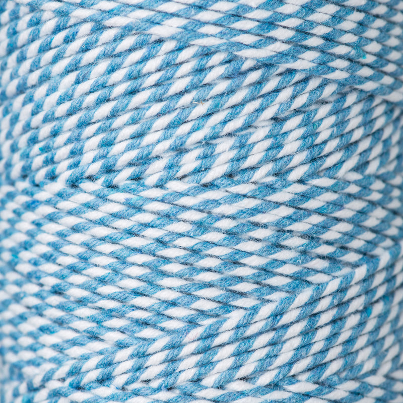 2mm Bright Bakers Twine/String in striped sky blue and white