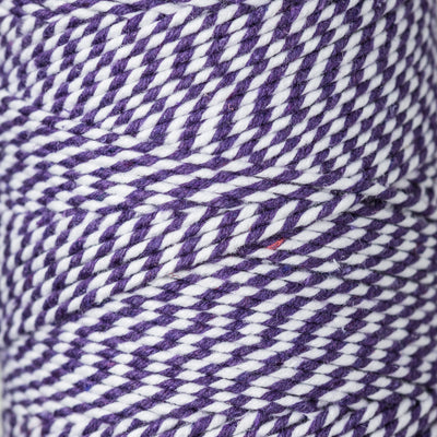 2mm Bright Bakers Twine/String in striped violet purple and white