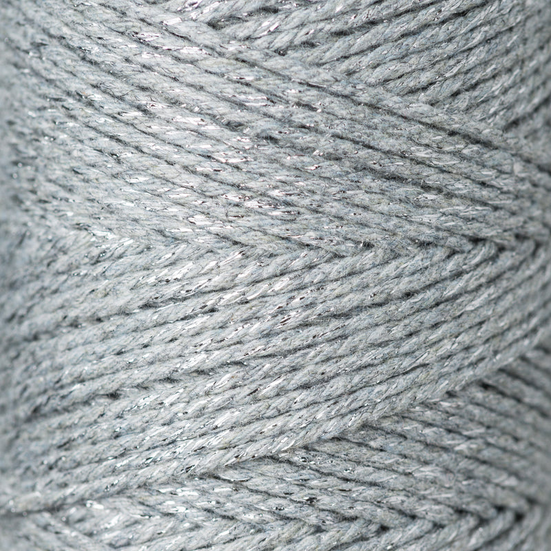 2mm Bright Bakers Twine/String in silver sparkle