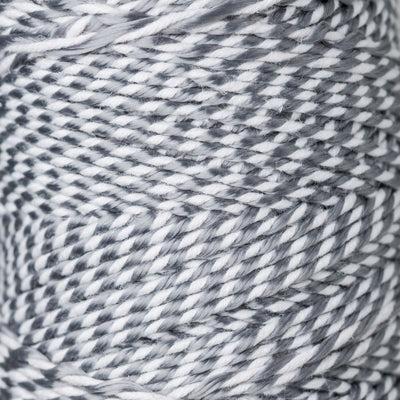 2mm Bright Bakers Twine/String in striped metallic silver and white