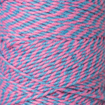 2mm Bright Bakers Twine/String in striped sky blue and rose pink