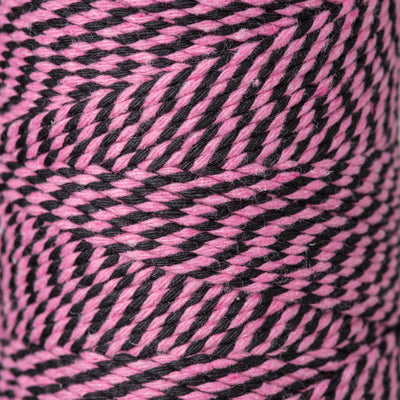 2mm Bright Bakers Twine/String in striped pink and black