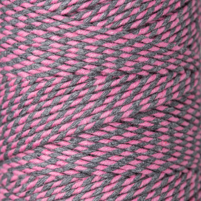 2mm Bright Bakers Twine/String in striped in pink and slate grey