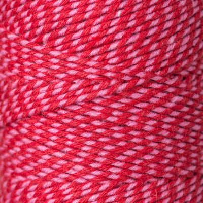 2mm Bright Bakers Twine/String in striped red and pink