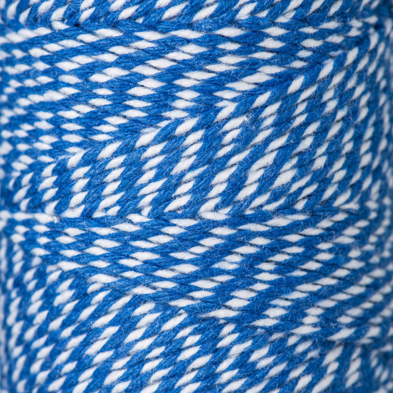 2mm Bright Bakers Twine/String in striped oxford blue and white