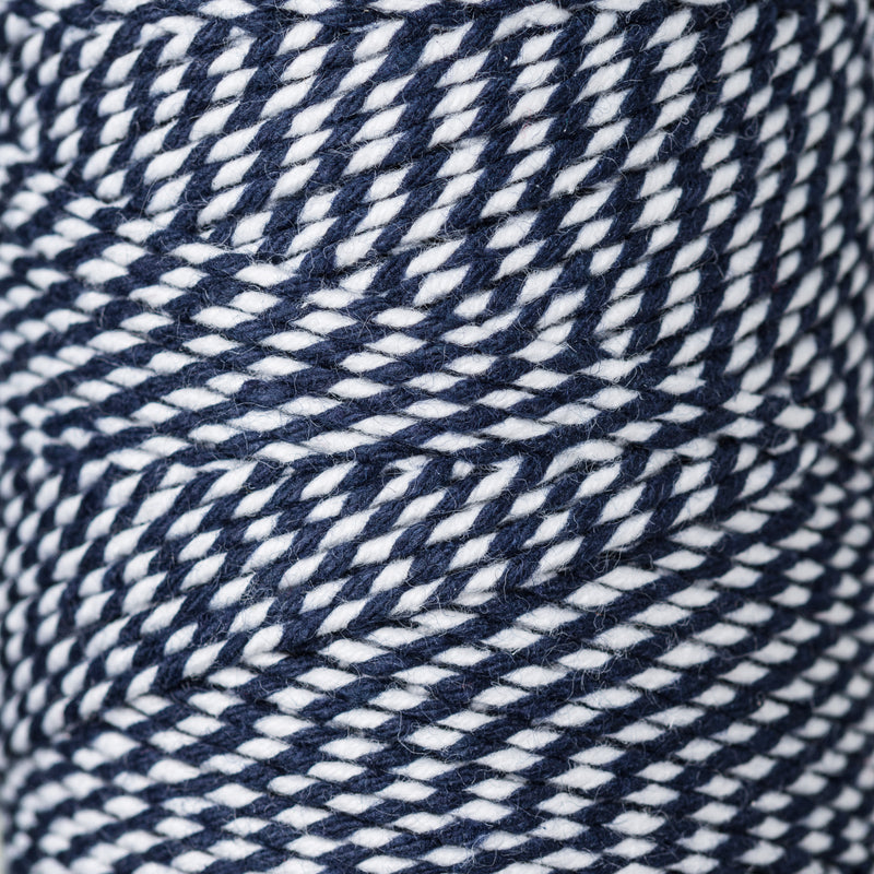 2mm Bright Bakers Twine/String in striped navy blue and white