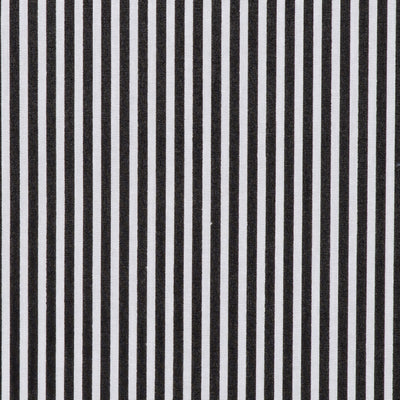 Swatch of classic 3mm traditional candy stripe polycotton fabric in white and black