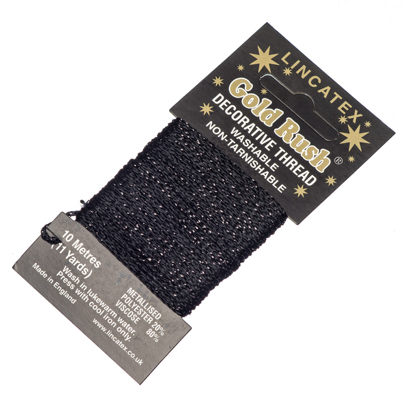 Decorative Christmas Metallic Glitter Thread Lincatex Embroidery Sewing Craft 10m Card in black