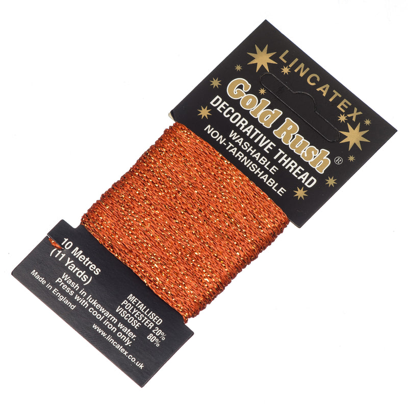Decorative Christmas Metallic Glitter Thread Lincatex Embroidery Sewing Craft 10m Card in orange