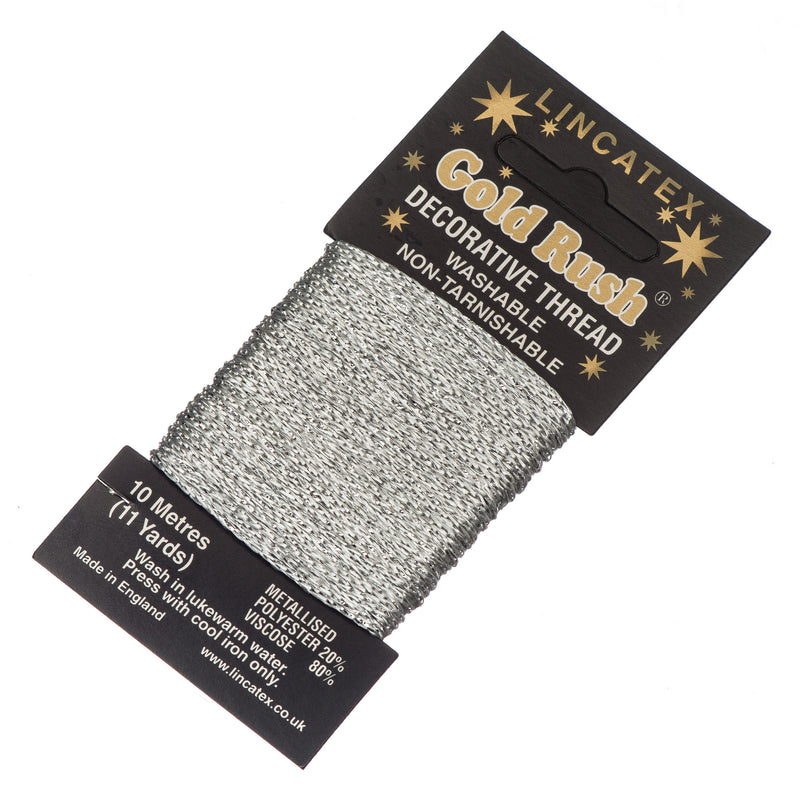 Decorative Christmas Metallic Glitter Thread Lincatex Embroidery Sewing Craft 10m Card in silver