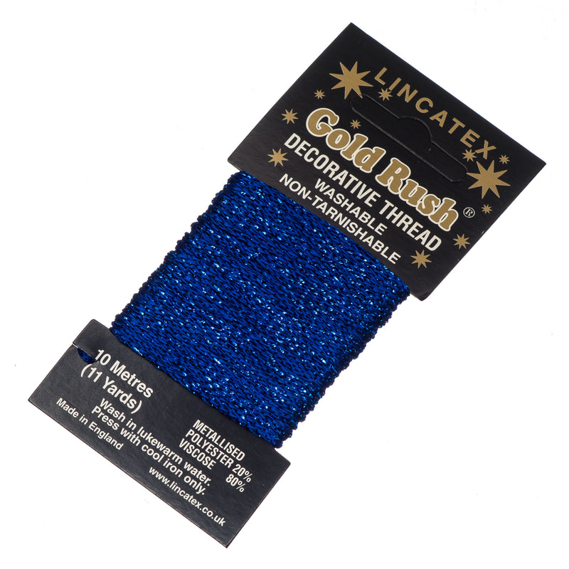 Decorative Christmas Metallic Glitter Thread Lincatex Embroidery Sewing Craft 10m Card in royal blue