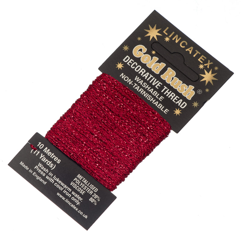 Decorative Christmas Metallic Glitter Thread Lincatex Embroidery Sewing Craft 10m Card in red