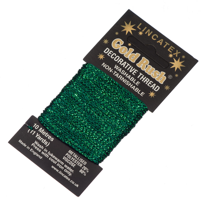 Decorative Christmas Metallic Glitter Thread Lincatex Embroidery Sewing Craft 10m Card in dark green