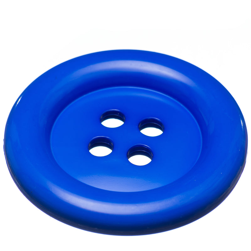 Large 51mm plastic clown costume buttons in blue