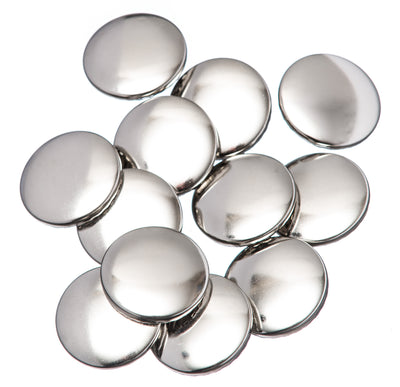 Metal self cover buttons in 11, 15, 19, 22, 29 and 38mm