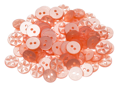 Star round plastic buttons in peach
