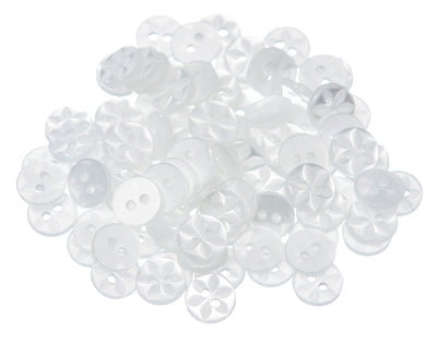 Star round plastic buttons in white