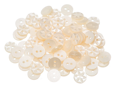 Star round plastic buttons in cream
