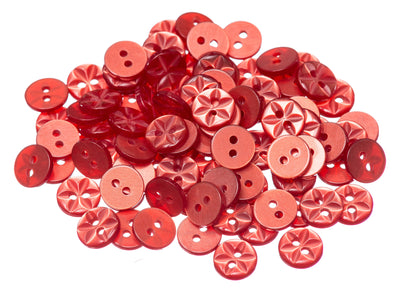 Star round plastic buttons in red