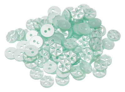 Star round plastic buttons in light green