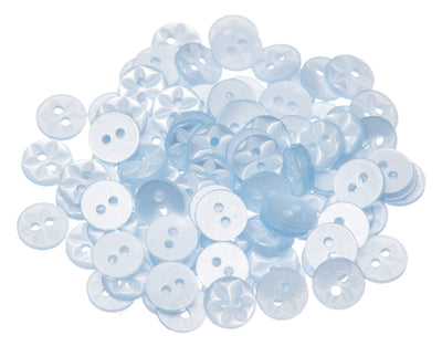 Star round plastic buttons in baby blue