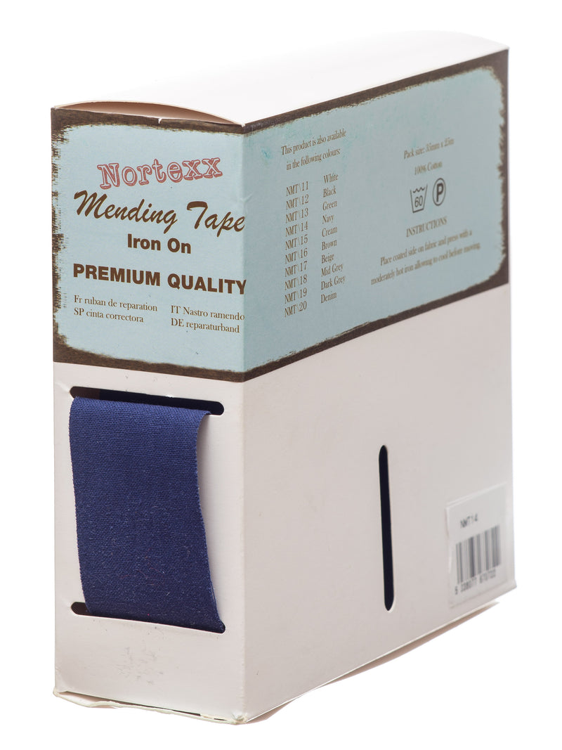 Nortexx Iron On Fabric Mending Tape 100% Cotton in navy blue